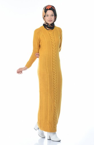 فستان أصفر خردل 0933-02