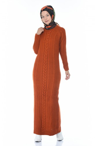 Brick Red Hijab Dress 0933-03