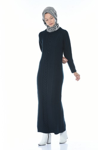 Navy Blue İslamitische Jurk 0933-08