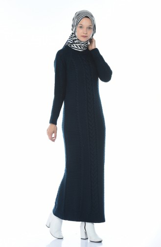 Navy Blue Hijab Dress 0933-08