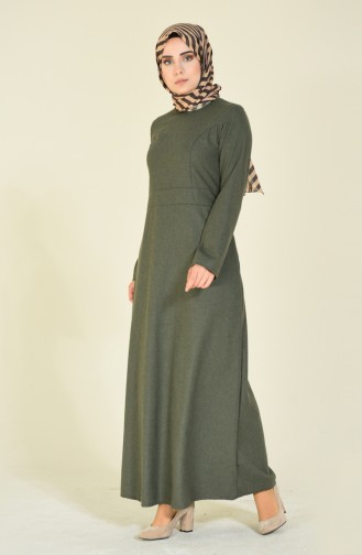 Khaki Hijab Kleider 9113-04