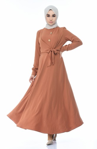 Side Tied Dress Brown Tobacco 1237-01