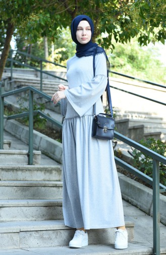 Grau Hijab Kleider 5038-03