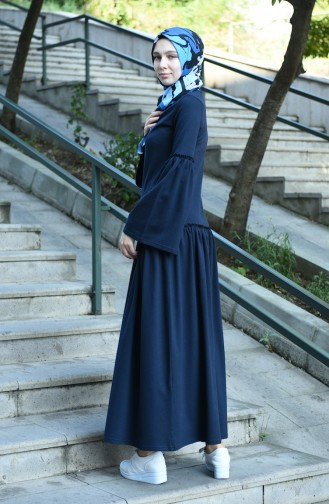 Dunkelblau Hijab Kleider 5038-05