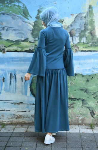فستان أزرق زيتي 5038-08