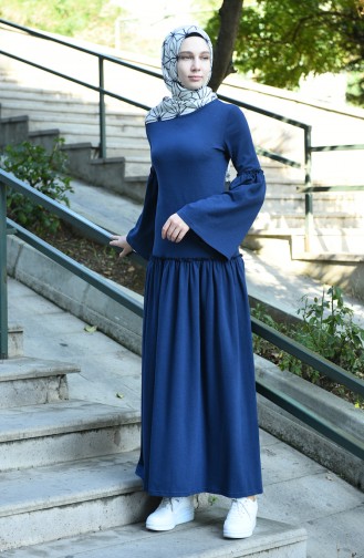 Light Navy Blue Hijab Dress 5038-09