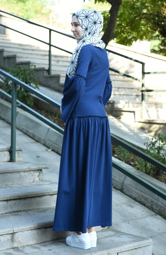 Light Navy Blue Hijab Dress 5038-09