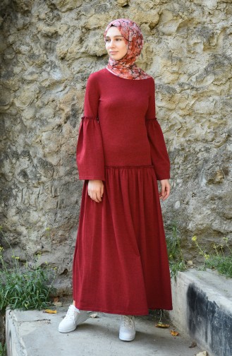 Claret red İslamitische Jurk 5038-10