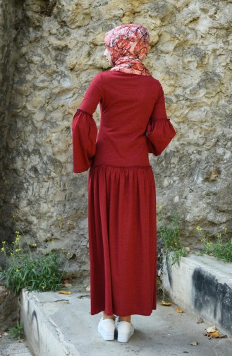 Claret Red Hijab Dress 5038-10
