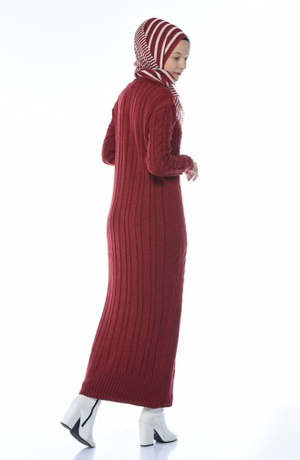 Tricot Knitted Dress Claret Red 1950-02