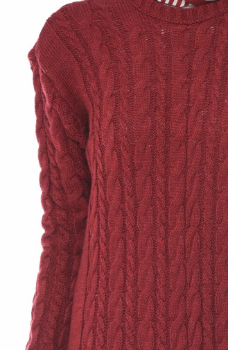 Tricot Knitted Dress Claret Red 1950-02