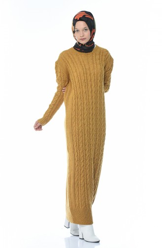 Tricot Knitted Dress Mustard 1950-03