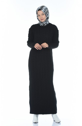 Triko Örgülü Elbise 1950-05 Siyah