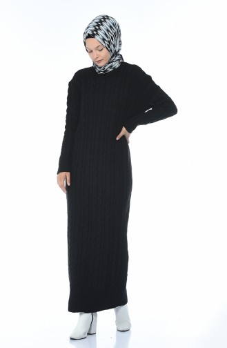 فستان تريكو بنمط حياكة أسود 1950-05
