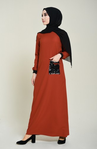 Brick Red Hijab Dress 0252-01