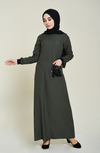 Khaki Hijab Dress 0252-02