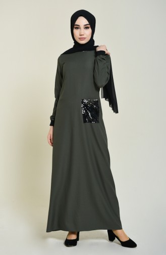 Khaki Hijab Dress 0252-02