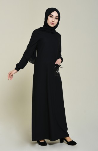 Schwarz Hijab Kleider 0252-03