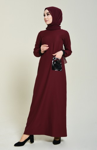 Claret Red Hijab Dress 0252-04