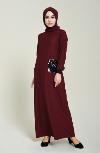 Claret Red Hijab Dress 0252-04