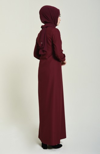 Weinrot Hijab Kleider 0252-04
