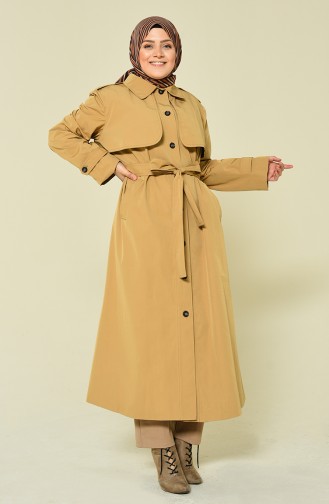 Trench Coat a ceinture et Boutons Grande Taille 1536-01 Camel 1536-01