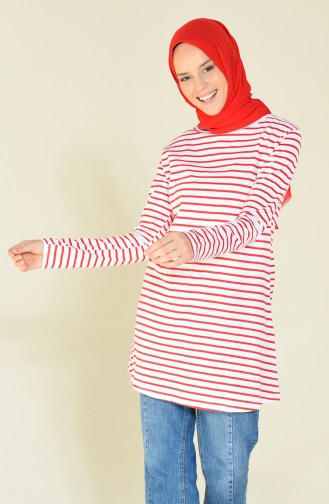 Basic Tunik 2710-16 Kırmızı Beyaz