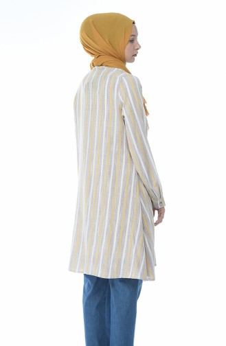 Waist Elastic Striped Tunic Yellow 1232-01