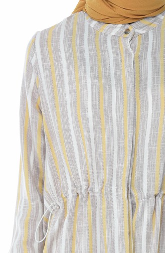 Waist Elastic Striped Tunic Yellow 1232-01