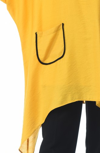 Asymmetrical Tunic with Pockets Mustard Color 1235-01