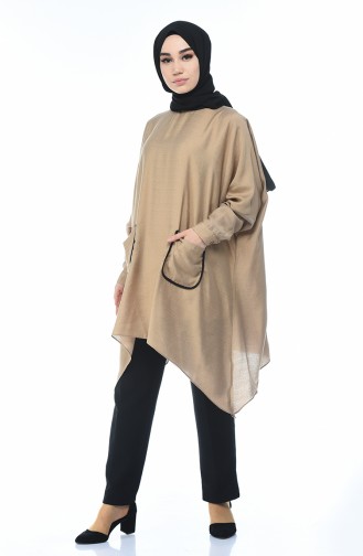 Asymmetrical Tunic with Pockets Mink 1235-02