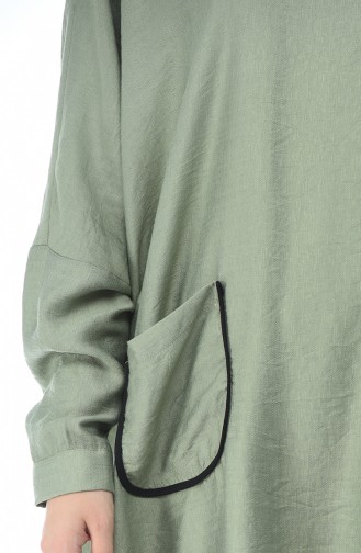 Asymmetrical Tunic with Pockets Khaki 1235-04