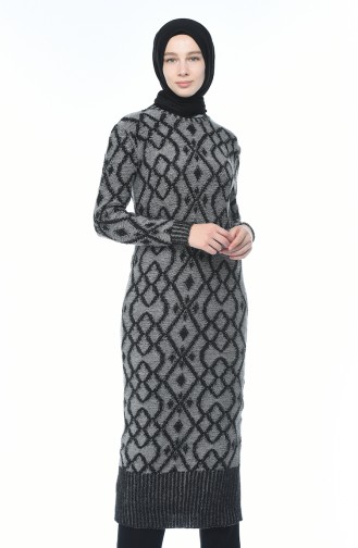 Silvery Tricot Long Tunic Black 1910-06