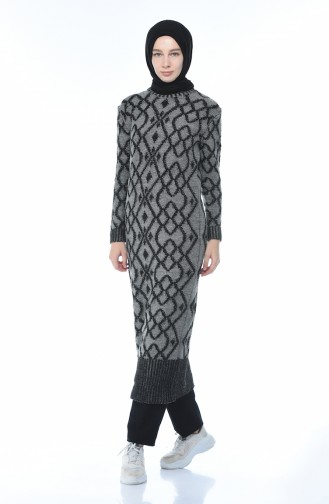 Silvery Tricot Long Tunic Black 1910-06