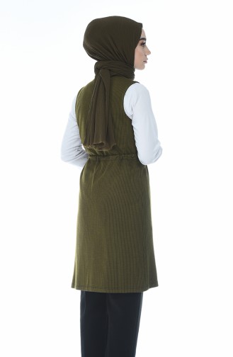 Waist Pleated Vest Khaki 0728-02