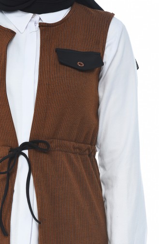 Waist Pleated Vest Cinnamon Color 0728-03