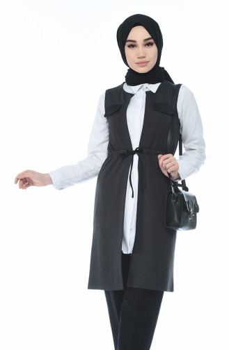 Waist Pleated Vest Anthracite 0728-04