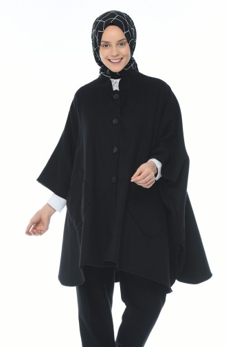 Fleece Poncho mit Tasche 5012-01 Schwarz 5012-01