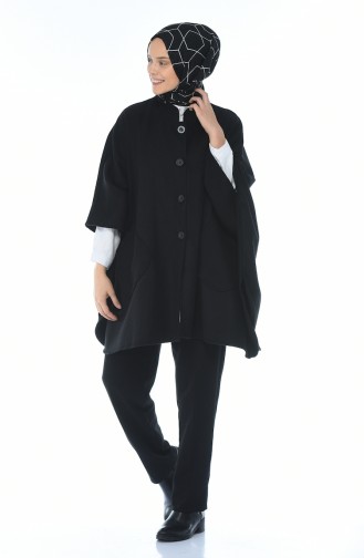 Fleece Poncho mit Tasche 5012-01 Schwarz 5012-01