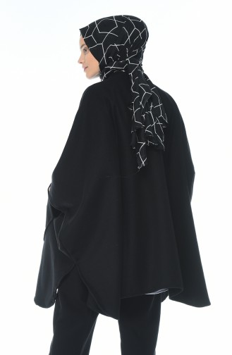 Stamp Poncho With Pocket Black 5012-01