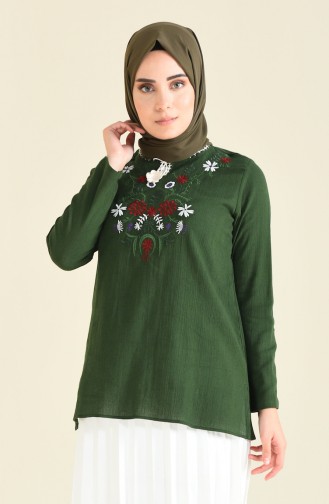 Blouse Brodée 21213-01 Vert emeraude 21213-01