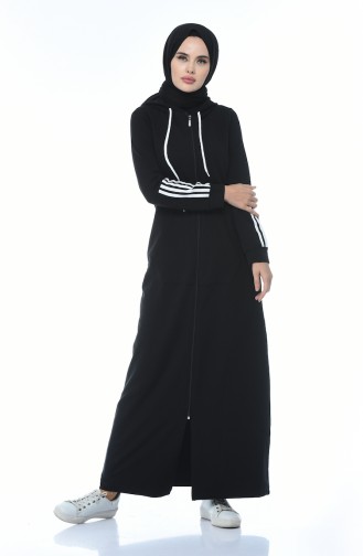 Abaya Sport avec Poches 9099-01 Noir 9099-01