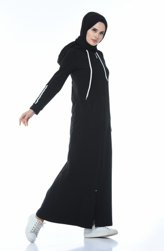 Abaya Sport avec Poches 9099-01 Noir 9099-01