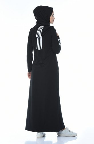 Abaya Sport avec Poches 9099-01 Noir 9099-01