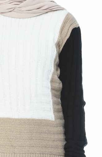 Tricot Sweater Ecru Black 8022-01