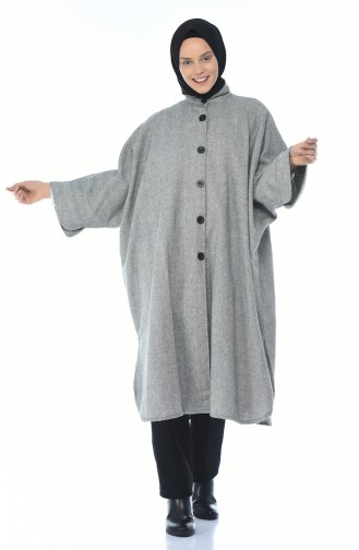 Long Winter Poncho Gray 5007-01