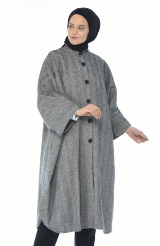 Uzun Kışlık Panço 5007-02 Koyu Gri