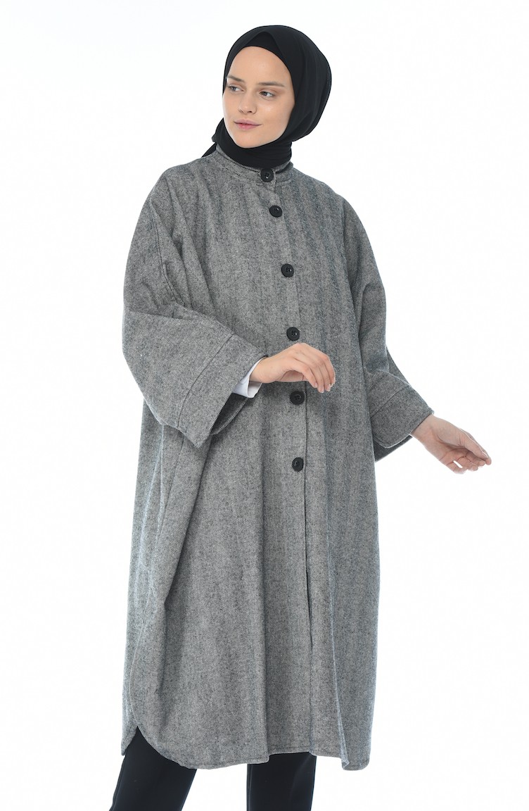 Uzun Kışlık Panço 5007-02 Koyu Gri