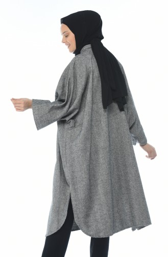 Uzun Kışlık Panço 5007-02 Koyu Gri