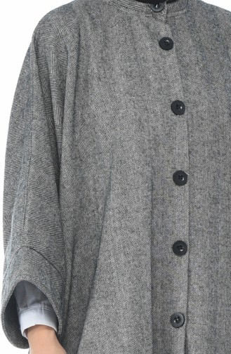 Uzun Kışlık Panço 5007-02 Koyu Gri